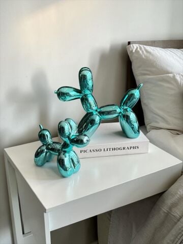 2’li Balon Köpek Dekor Obje Yeşil Seti