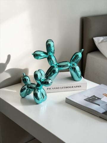 2’li Balon Köpek Dekor Obje Yeşil Seti