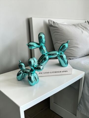 2’li Balon Köpek Dekor Obje Yeşil Seti