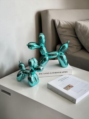 2’li Balon Köpek Dekor Obje Yeşil Seti