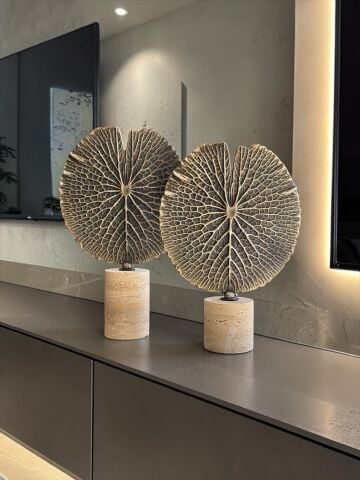 2'li Traverten Lotus Yaprak