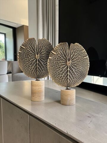 2'li Traverten Lotus Yaprak