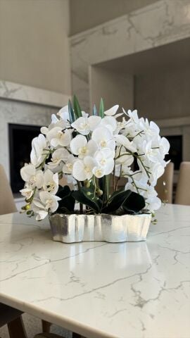Premium Orkide Aranjmanı Döküm Saksı 10'lu Gümüş