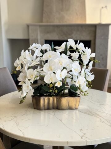 Premium Orkide Aranjmanı Döküm Saksı 10'lu Eskitme/Sarı