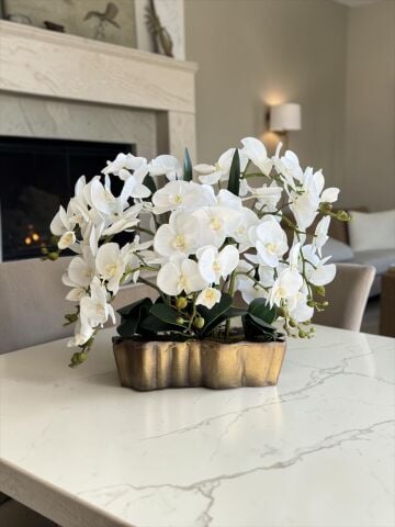 Premium Orkide Aranjmanı Döküm Saksı 10'lu Eskitme/Sarı