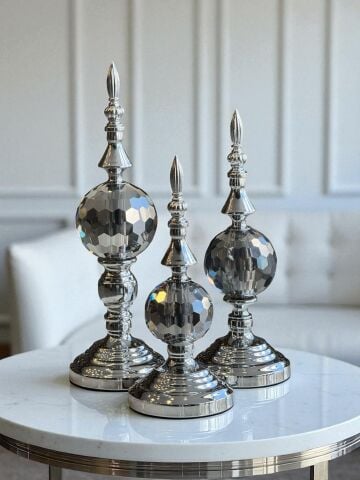 3 Lü Dev Dekor Alem Renkli Füme Gümüş