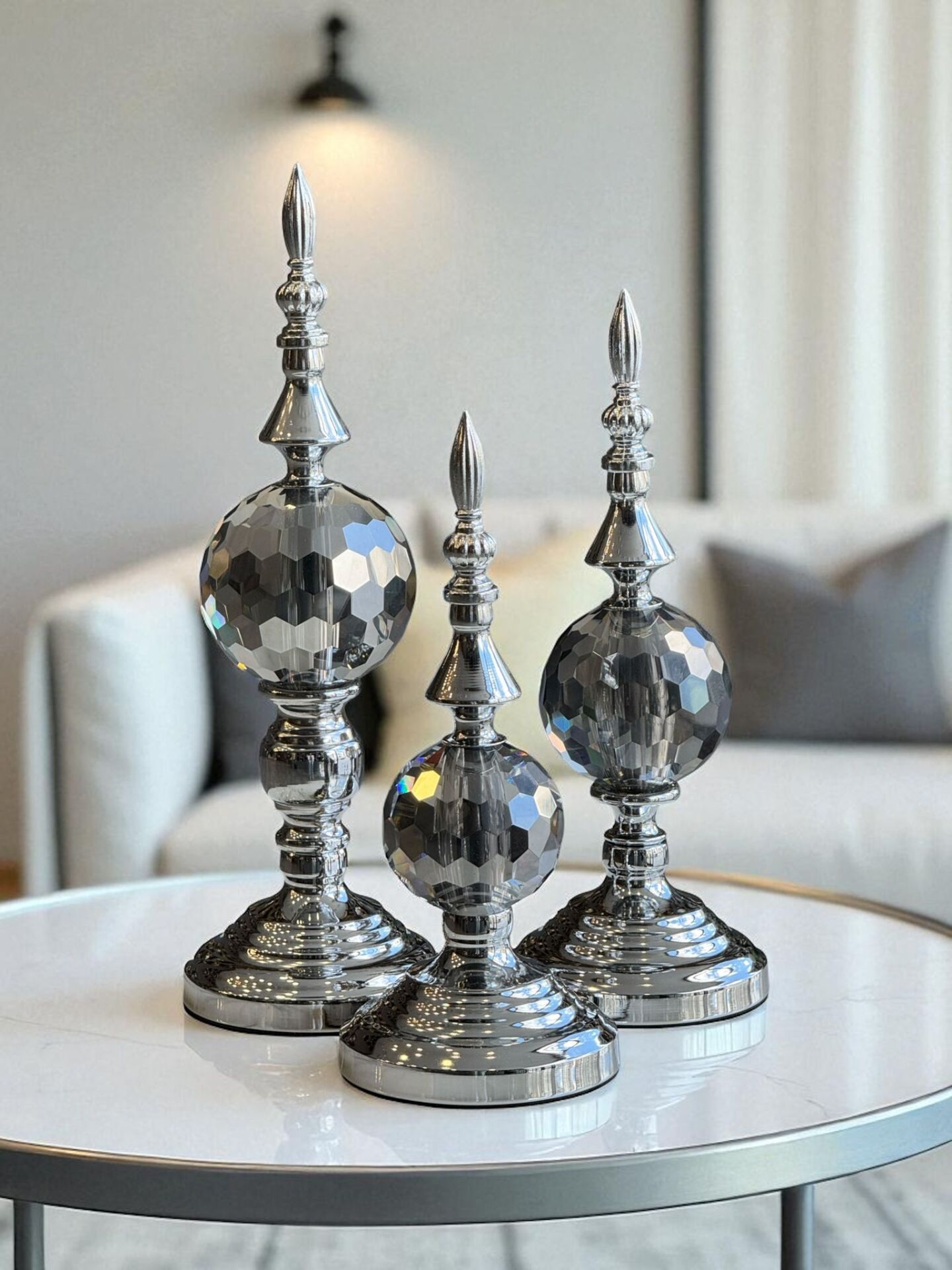 3 Lü Dev Dekor Alem Renkli Füme Gümüş