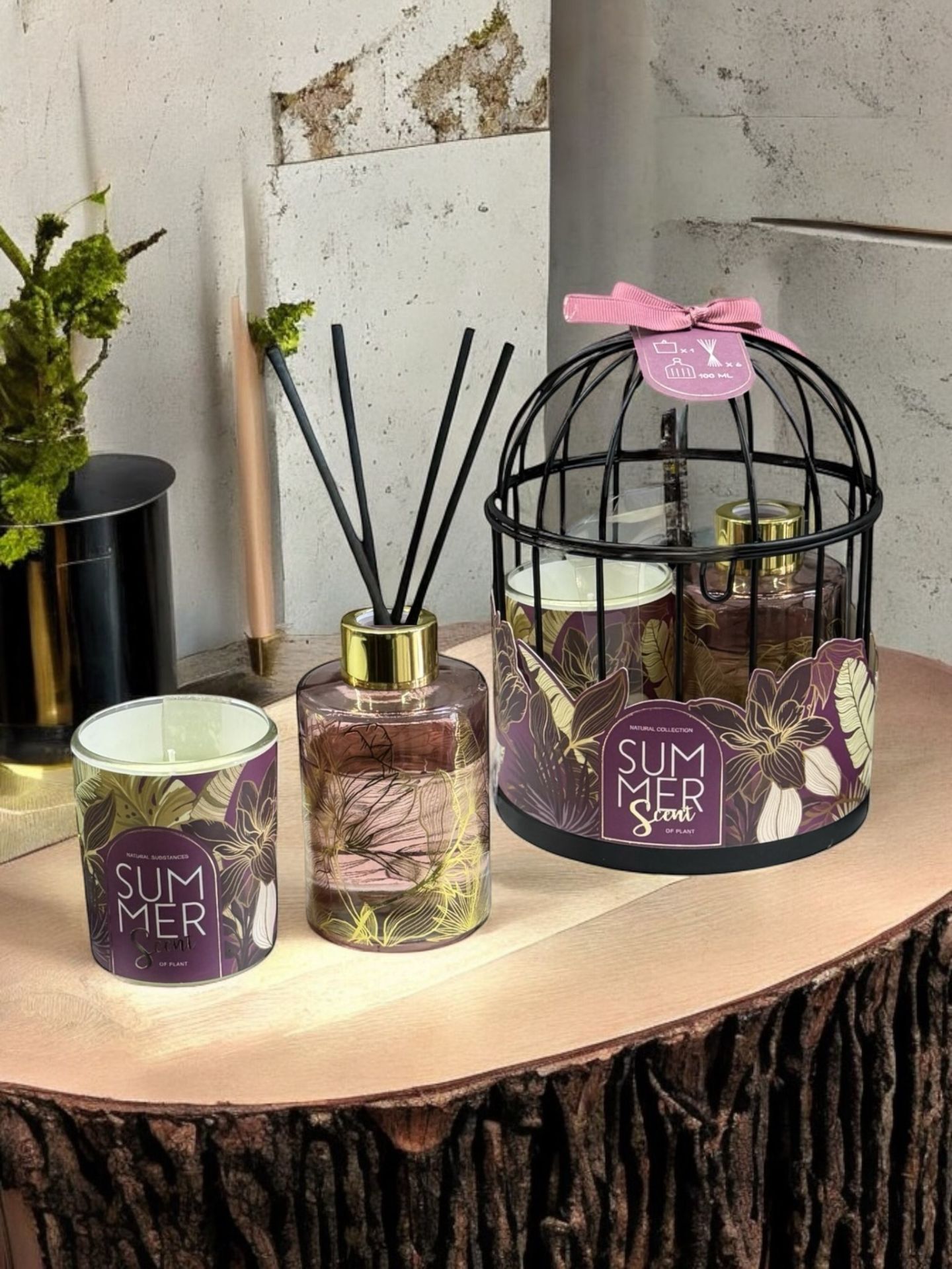 Kafes Mumluk & Oda Kokusu 3 Parça Set Mor