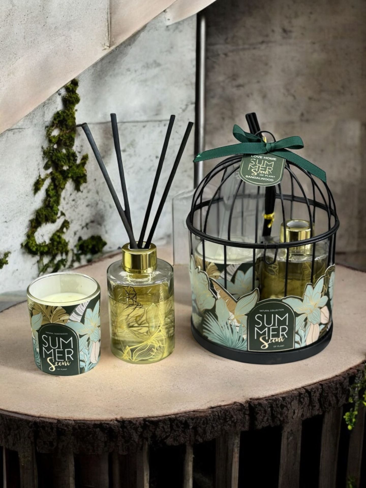 Kafes Mumluk & Oda Kokusu 3 Parça Set Yeşil