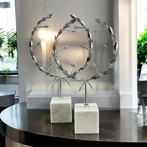 Dekoratif 2'li Mermer Taşlı Obje