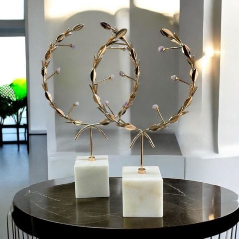 Dekoratif 2'li Mermer Taşlı Obje