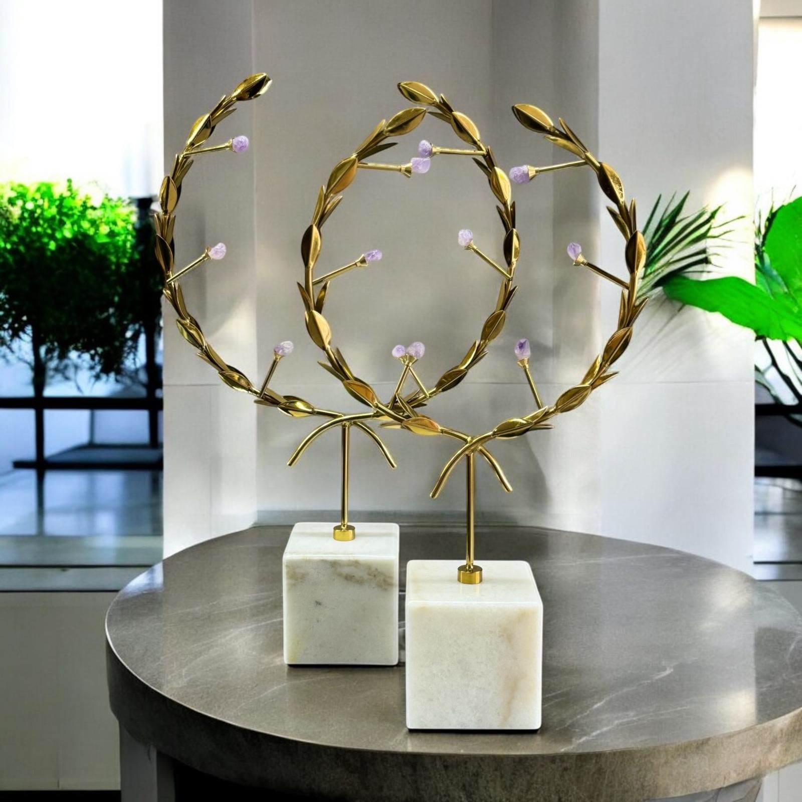 Dekoratif 2'li Mermer Taşlı Obje