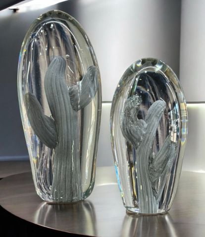 Dekoratif 2'li Kaktüs Cam Aksesuar