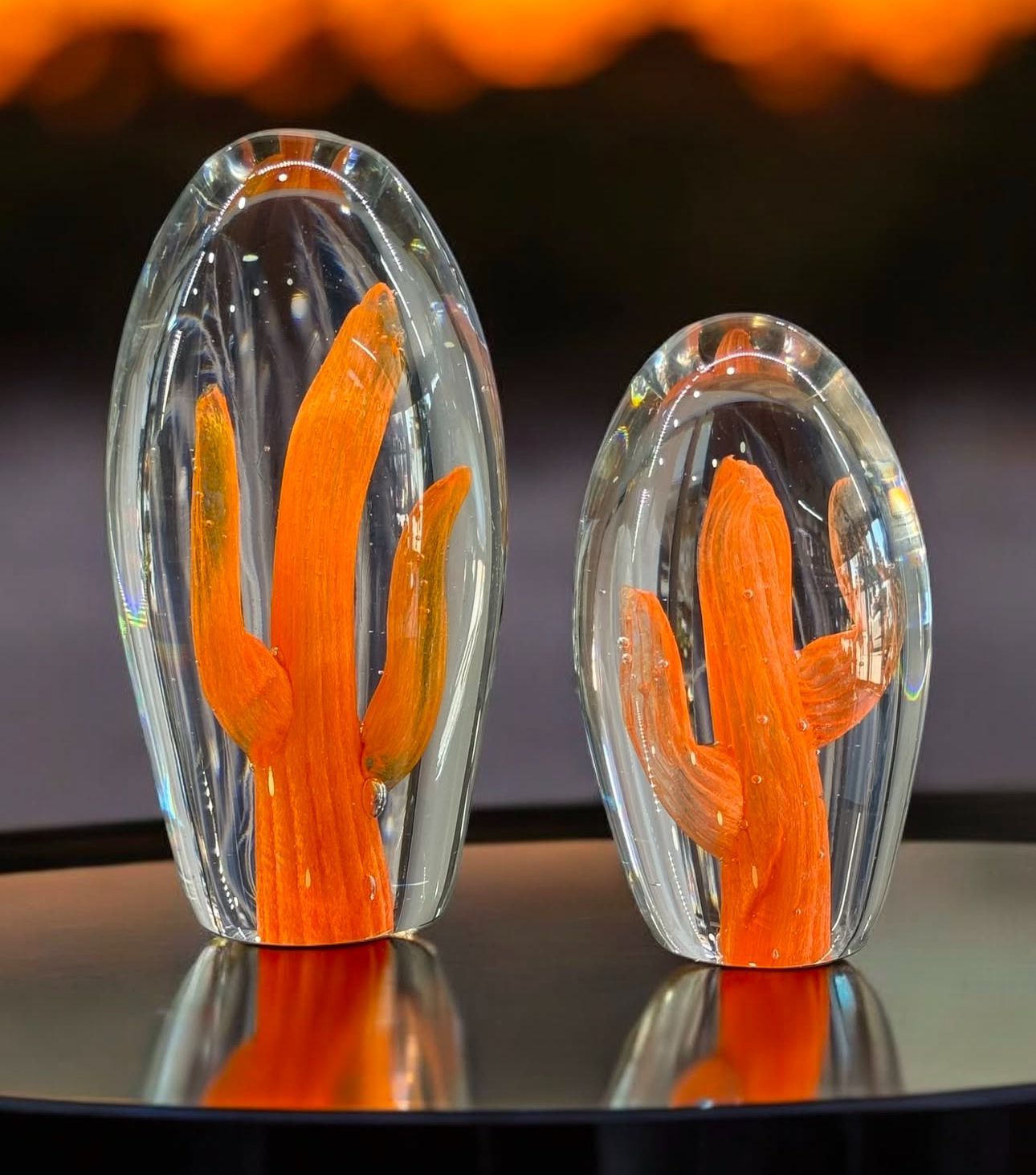 Dekoratif 2'li Kaktüs Cam Aksesuar